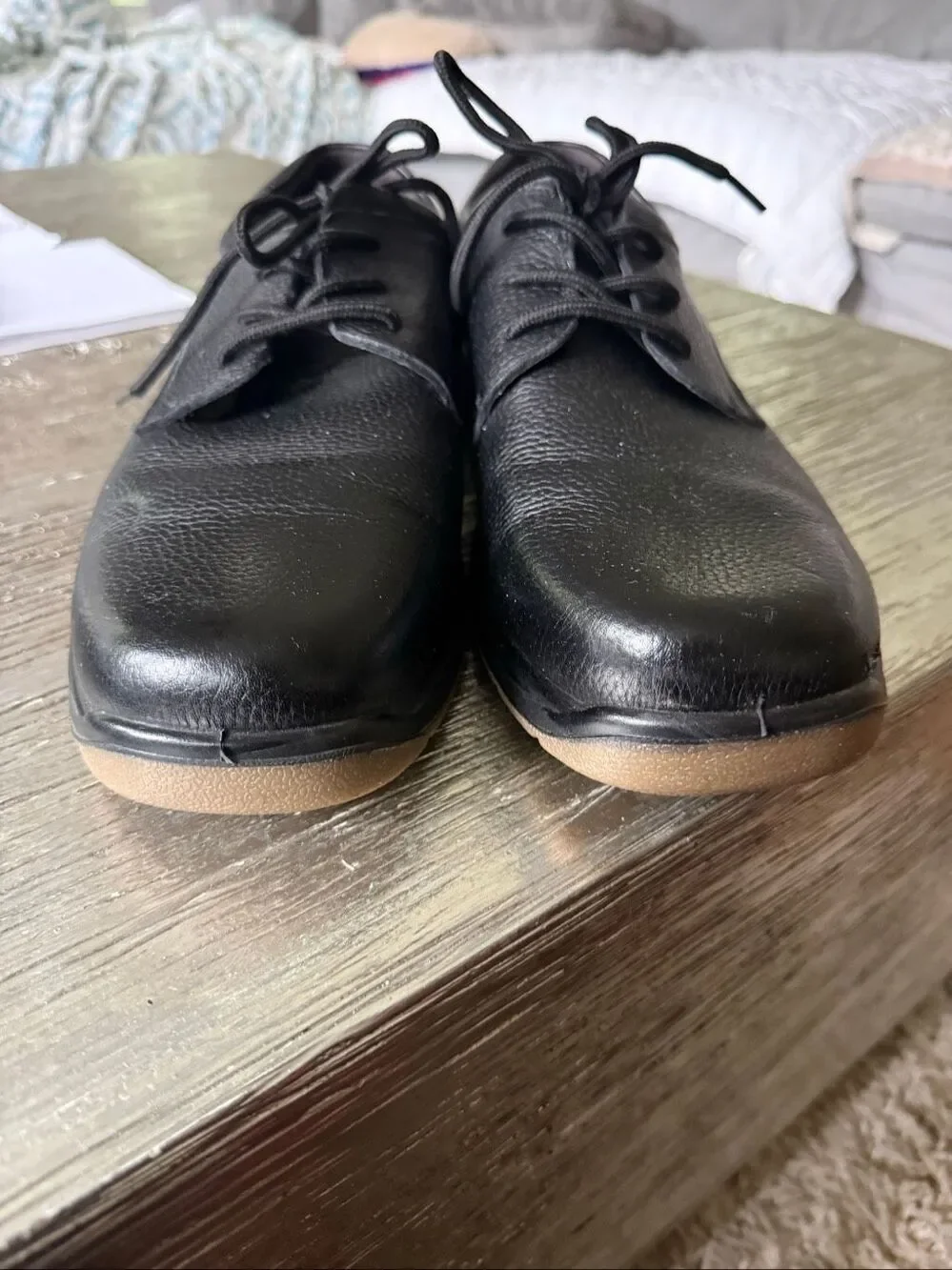 Shoes For Kitchen Black Leather Lace Up Reactive Oil & Slip Resistant Shoes sz 1